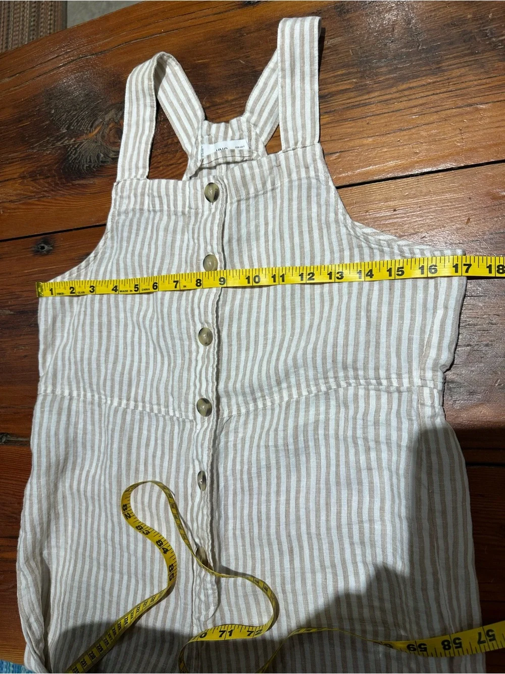 Mango MNG Linen Overalls, Cream Stripe, Women's Sm
